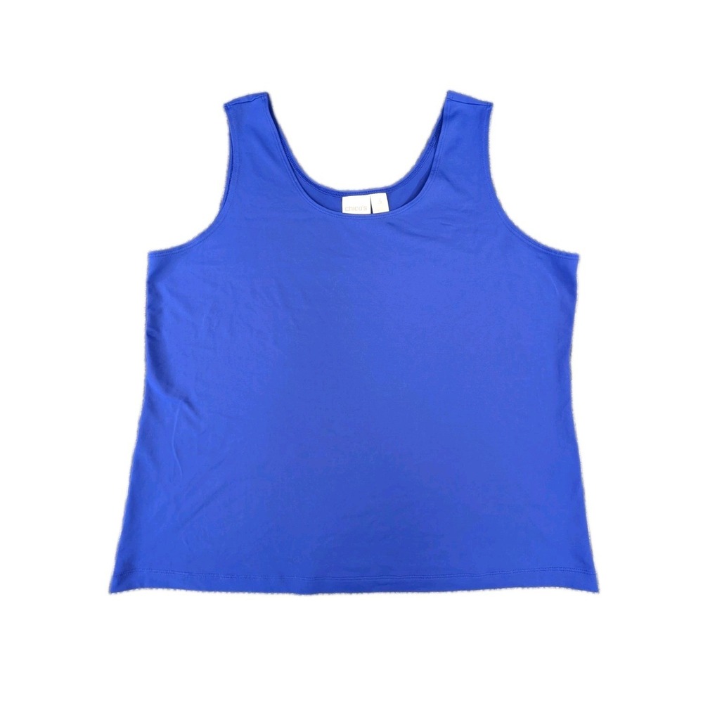 Chicos Microfiber Tank Top Shell Size‎ 3 XL Blue Stretch Layer Minimalist Travel